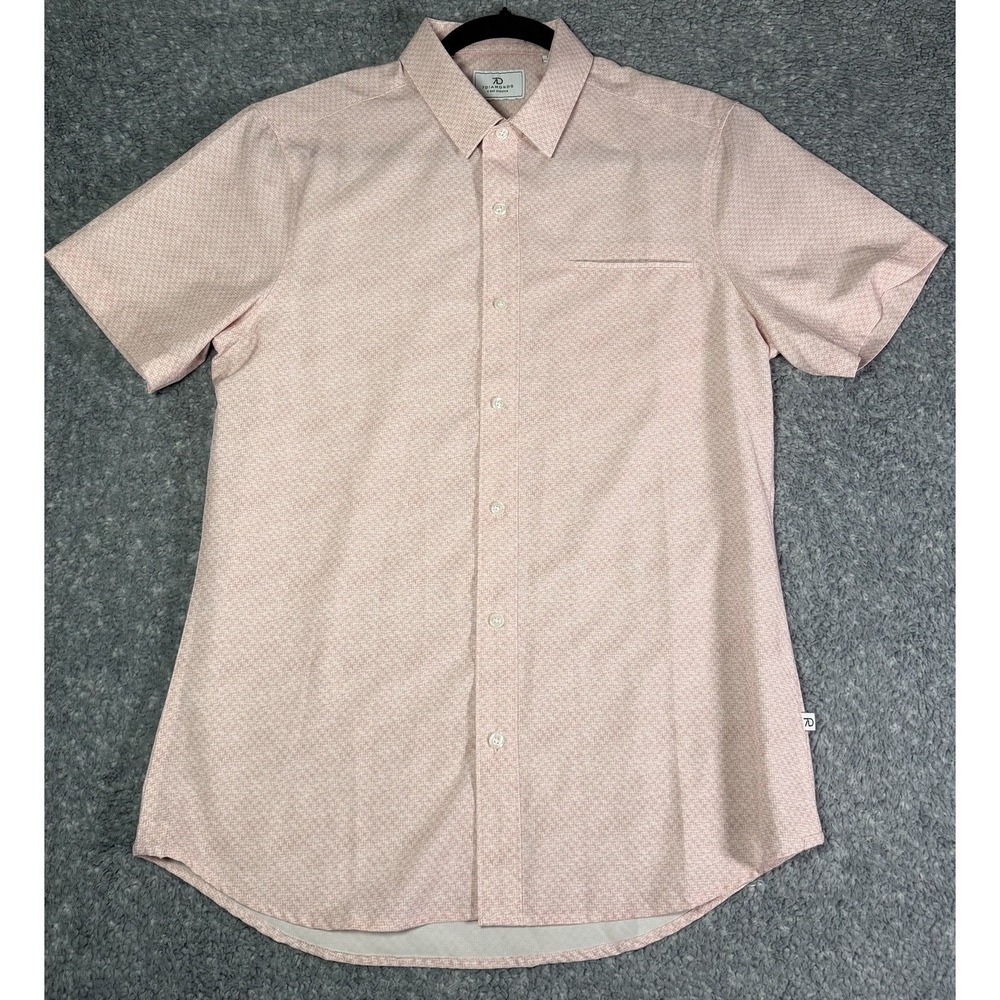 7 Diamonds 4 Way Stretch Shirt Mens Small Pink Geometric‎ Button Up Short Sleeve